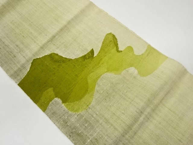 JAPANESE NAGOYA OBI / MAWATA TSUMUGI / WOVEN ABSTRACT WAVY STRIPE